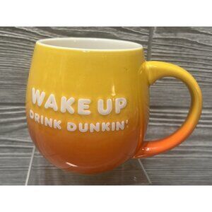 Dunkin Donuts Coffee Cup Mug Wake Up Drink Dunkin Be Awesome Ceramic 4” NWOT